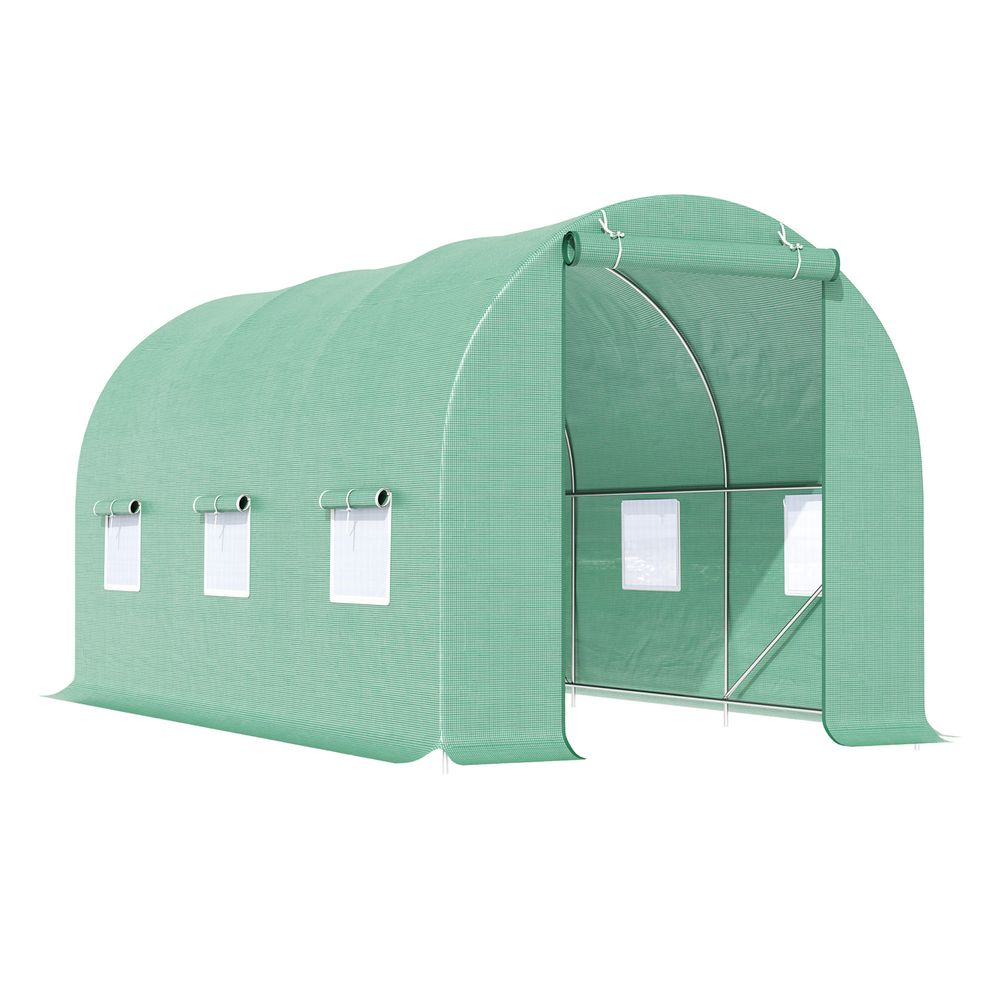 Outsunny Walk-In Gardening Greenhouse | 4.5m x 2m x 2m | PE Cover, Galvanized Steel Frame | Green