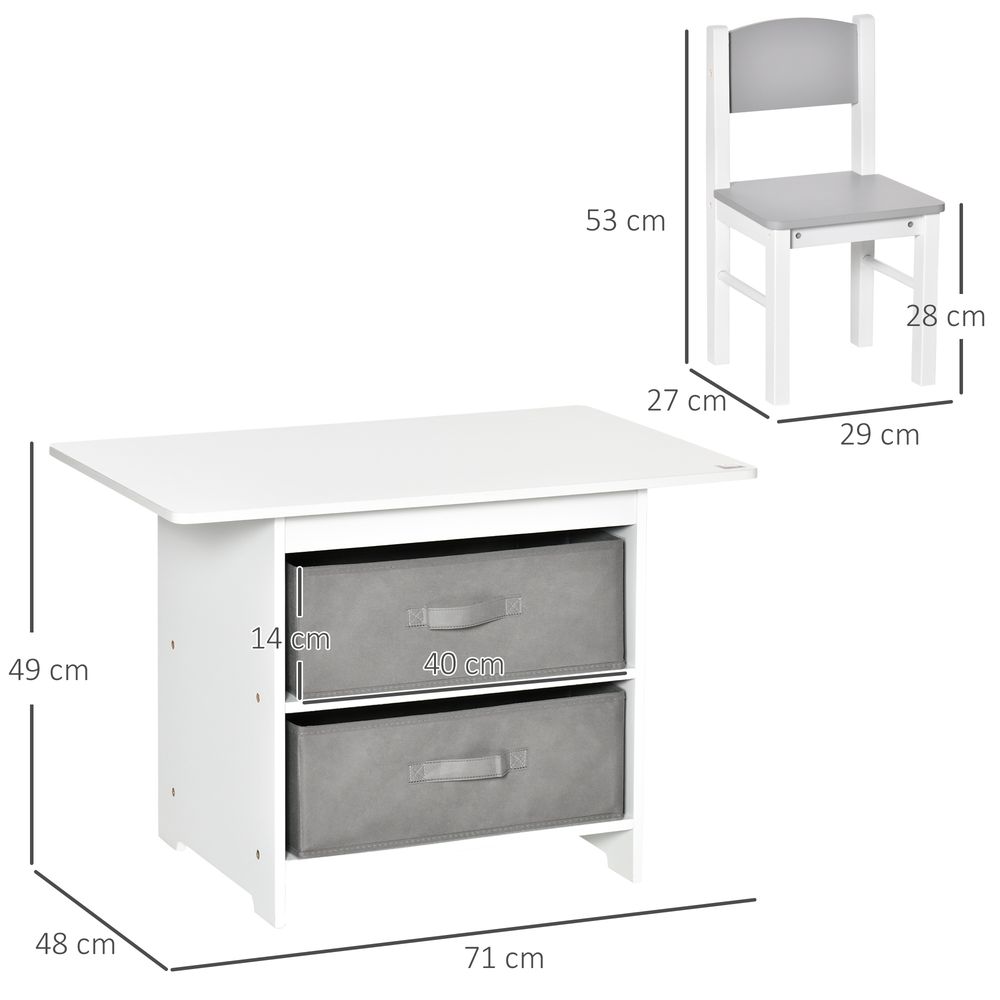 Stylish 3-Piece Toddler Furniture Set w/ Storage Drawers - Perfect for Kids' Playrooms - Easy to Clean & Assemble