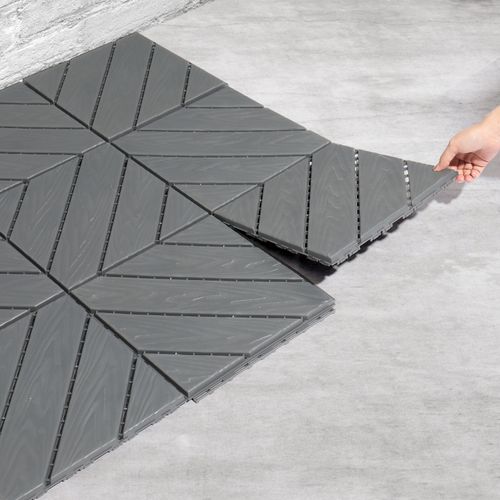 Plastic Interlocking Deck Tiles, 9 Pack, 11.8"x11.8" Waterproof Flooring Tiles for Indoor and Outdoor, Patio Floor Decking Tiles for Porch Poolside Balcony Backyard, Dark Grey