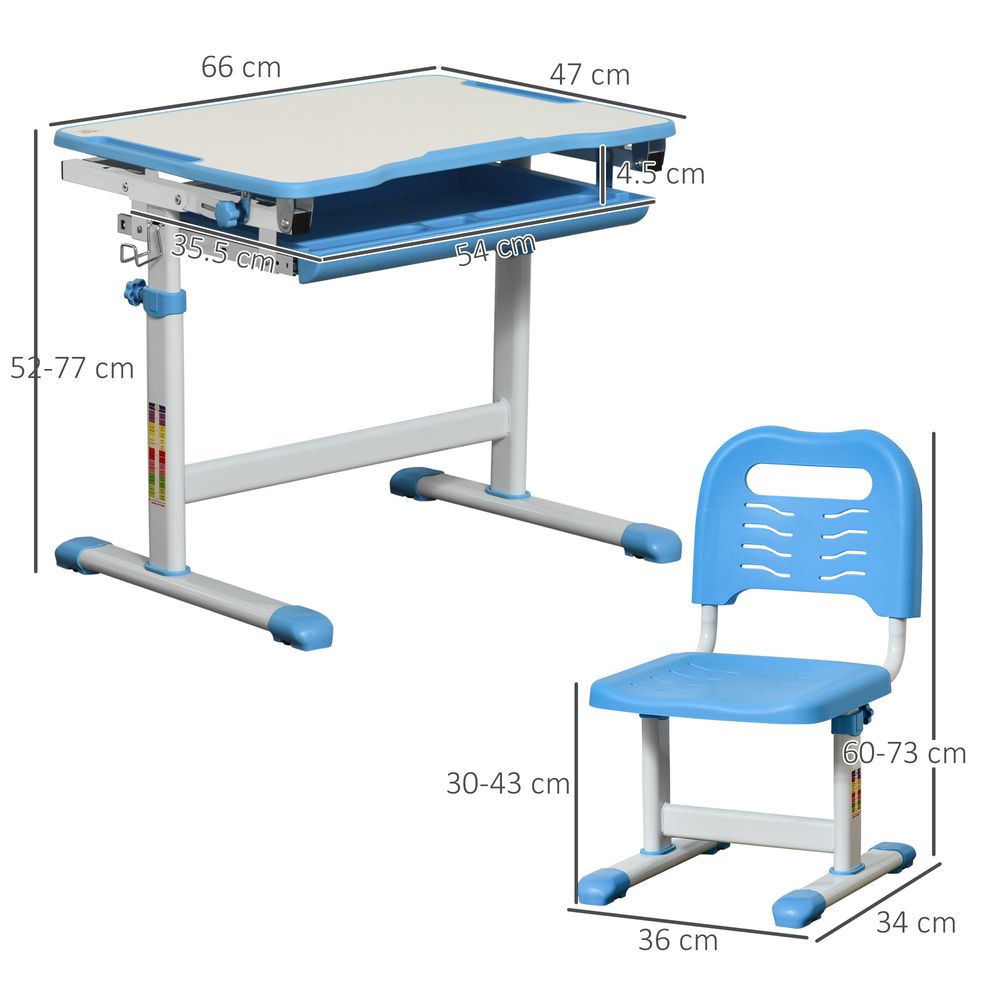 Adjustable Kids Desk & Chair Set with Drawer | Ergonomic & Sturdy | Ideal for Ages 6-12