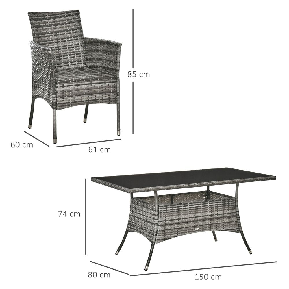 Deluxe 7pc Rattan Garden Dining Set - High Quality PE Rattan, Steel Frame, Cube Chairs