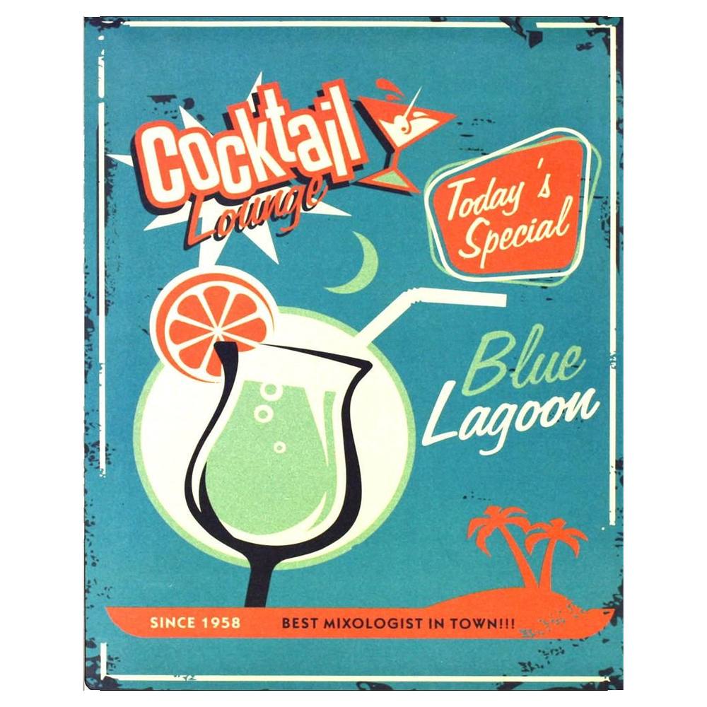 Vintage Metal Sign - Blue Lagoon Cocktail Lounge