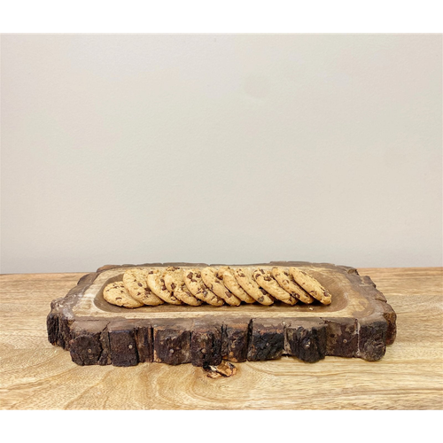 Small Wooden Platter Tray With Bark Edging