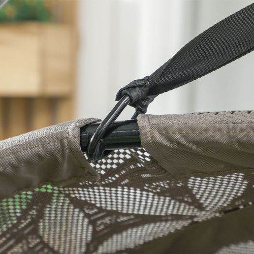 Outsunny Double Hanging Swing Chair  w/ Stand & Cup Holders, Brown