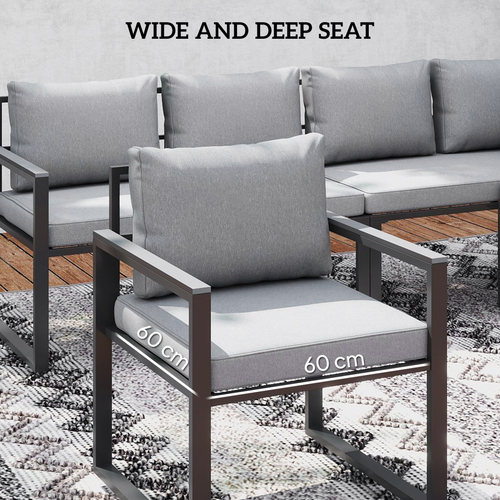 Outsunny 9 Seater Outdoor Corner Sofa Set with Wide and Deep Seats
