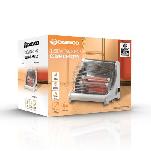 Daewoo 12000W Powerful 2kg Small Electric Portable Heater 2 Bar Ceramic Medium Size Room