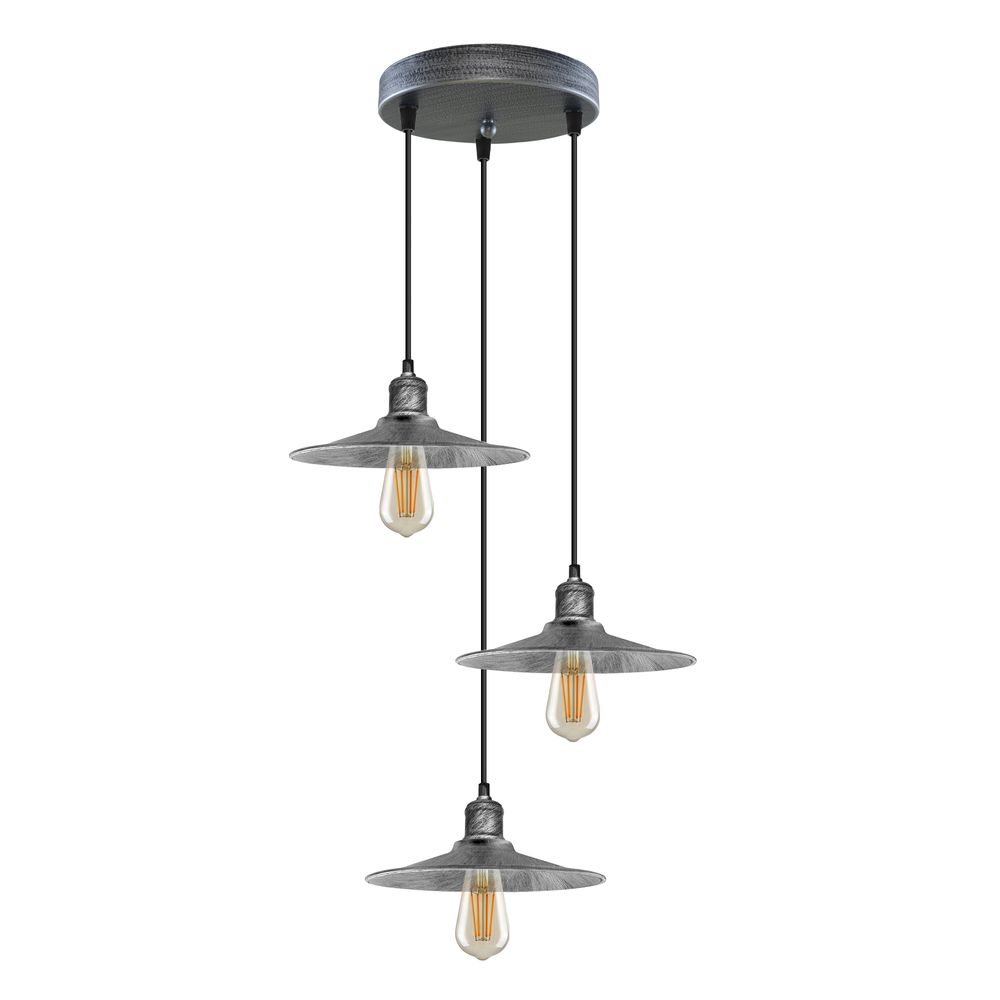 Vintage 3 Head Pendant Ceiling Lamp Shade | Rustic Metal Brushed Brass | Modern Style | E27 Base