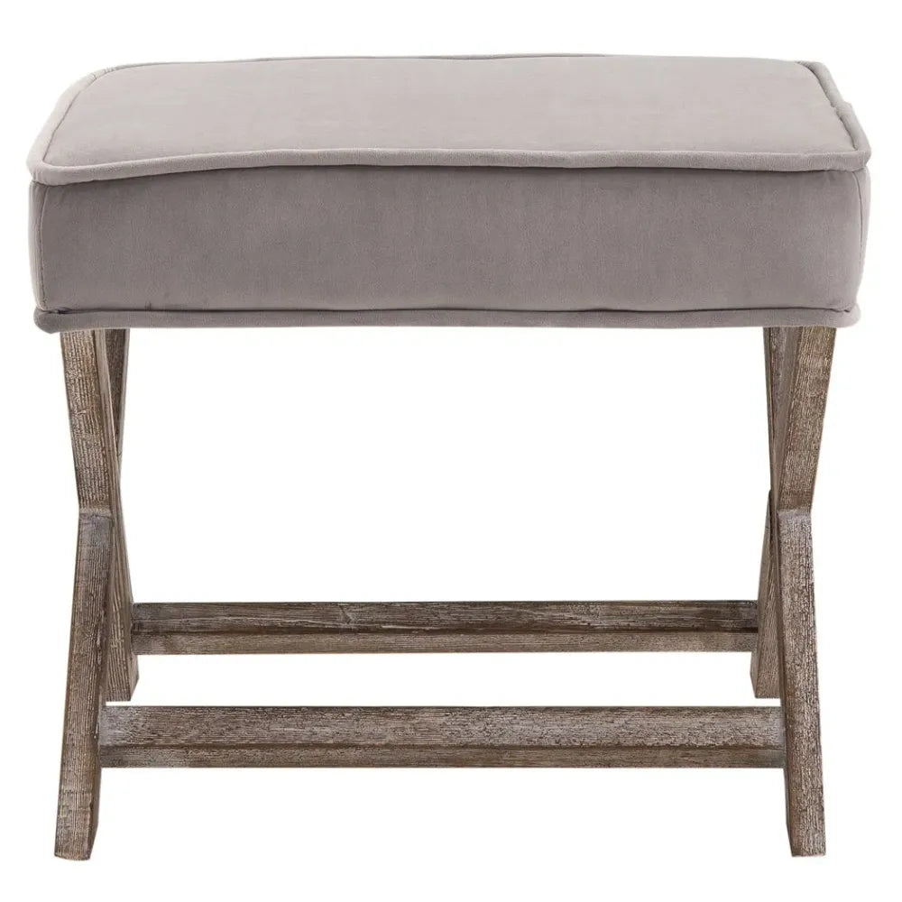 Footstool Padded Seat X Shape Chair Vintage Velvet Cover Shabby Footrest