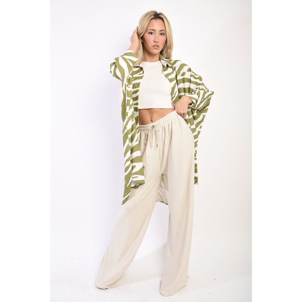 Jodie Long Sleeve Zebra Print Button Down Shirt Dress - Oversized & Chic