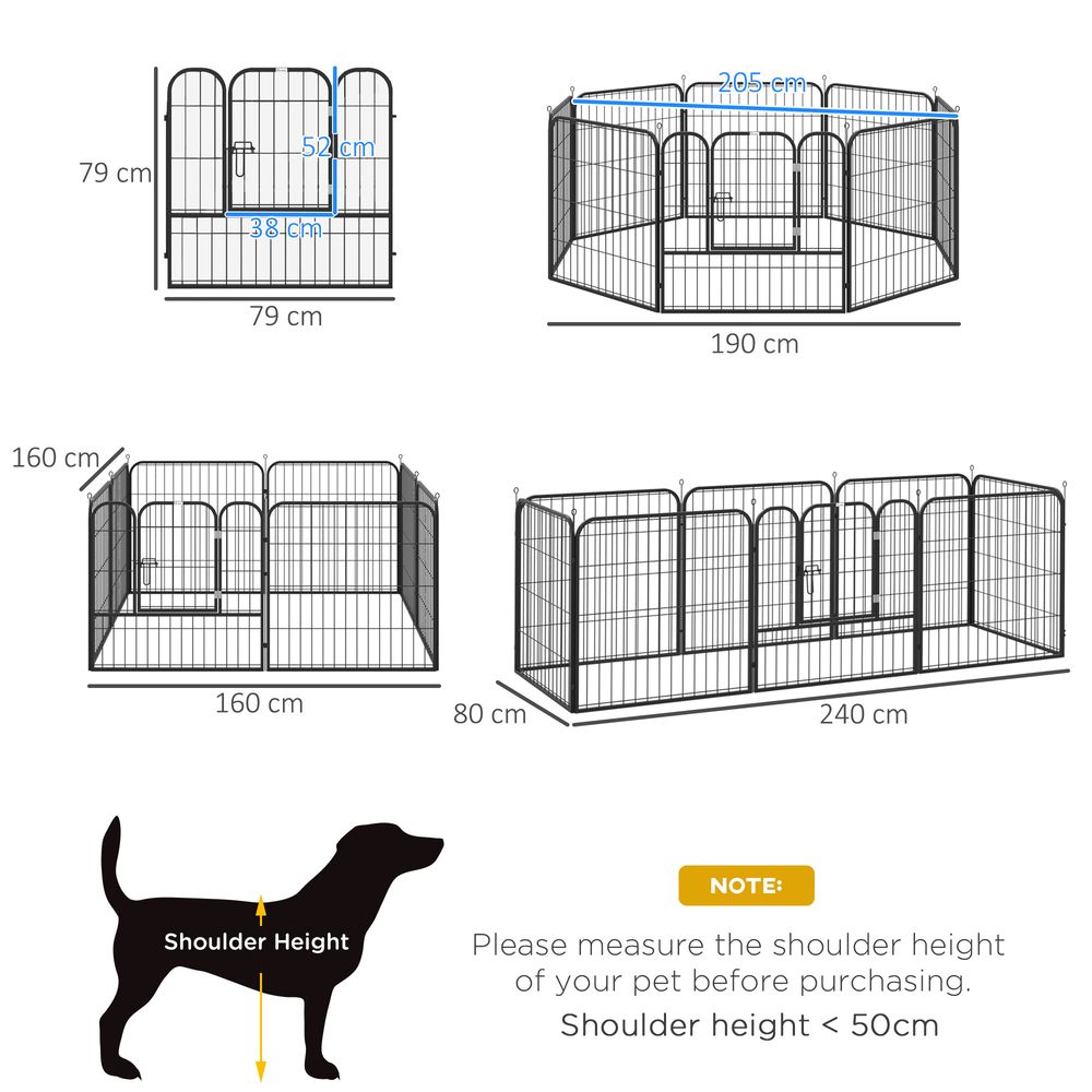 PawHut Dog Pen 8 Panels Puppy Pen Heavy Duty Pet Playpen for Indoor Outdoor for Dogs, Rabbits, Ducks 80cm High