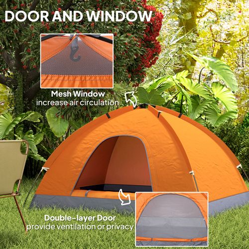 Outsunny Camping Tent for 2 Person Dome Tent w/ Storage Pocket Orange
