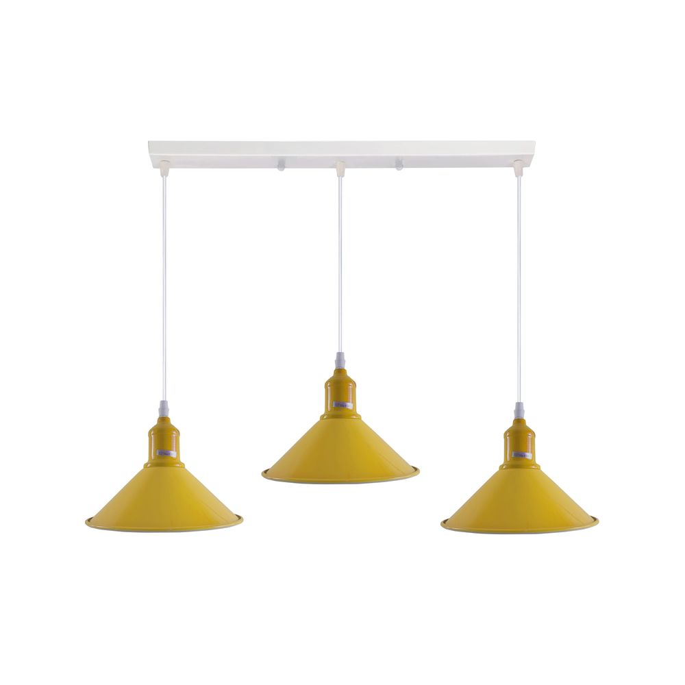 Industrial Vintage Loft Kitchen Bar 3 Lights Fittings Ceiling Cone Metal E27