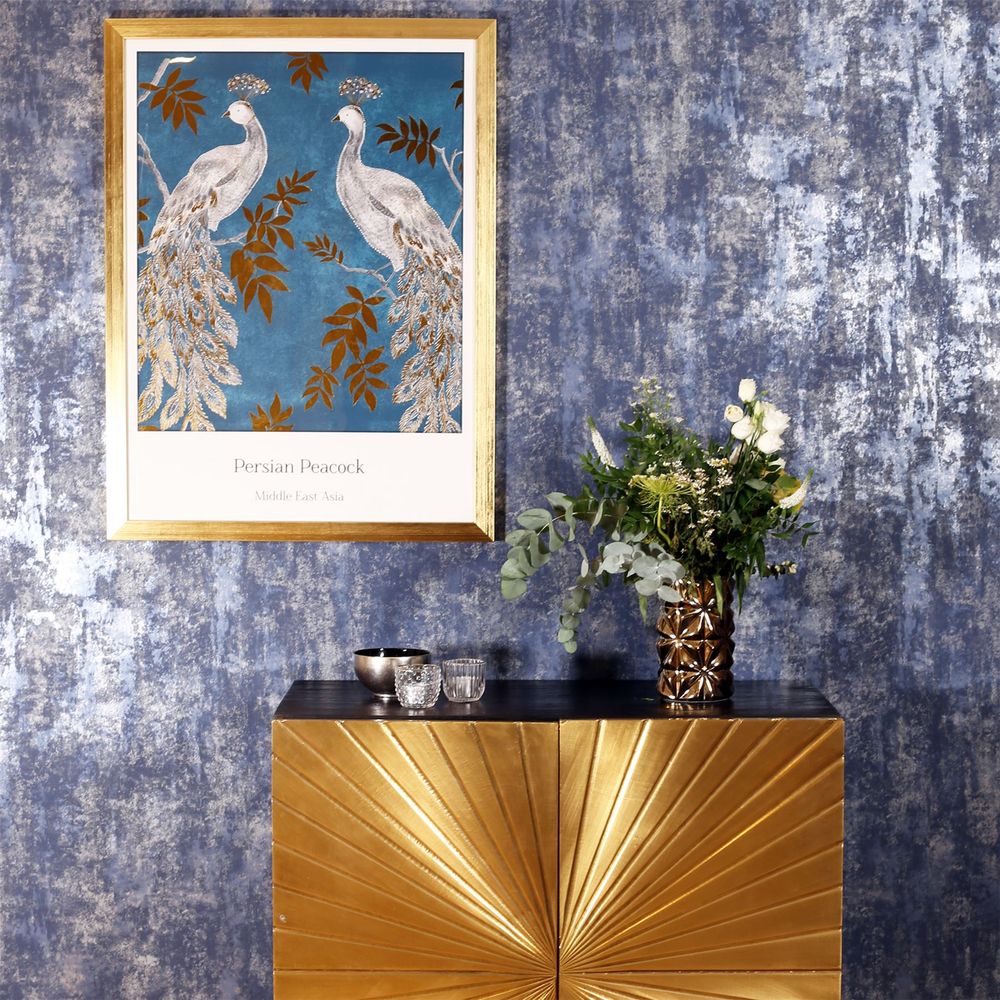 Premium Stone Textured Navy/Silver Wallpaper 12 ft - High Quality & Attention to Detail