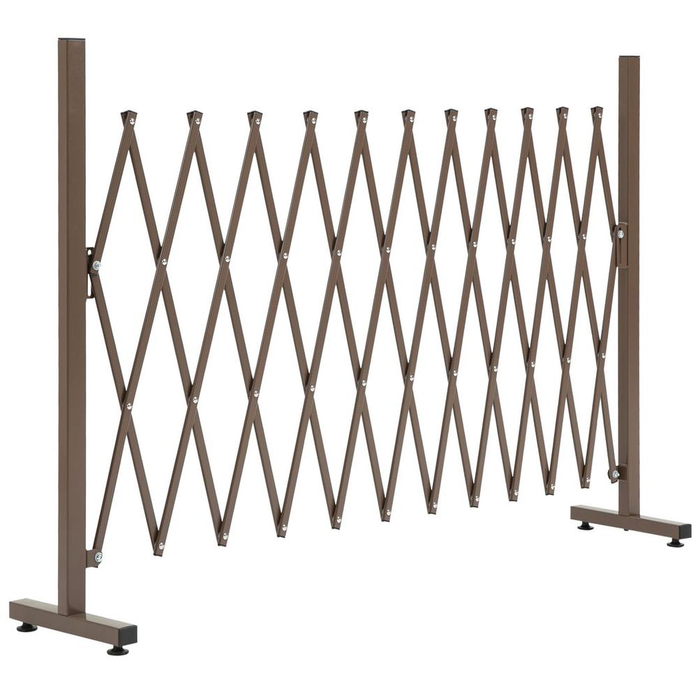 Outsunny Aluminum Fence Panel - Foldable & Movable - Dark Brown - Best Quality