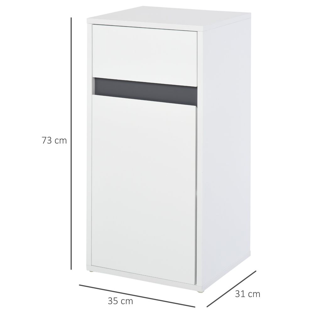 HOMCOM Modern Minimalistic Bathroom Storage Cabinet w/Drawer Cupboard Adjustable Shelf Door Home Organiser Sleek Beautiful Freestanding Compact White