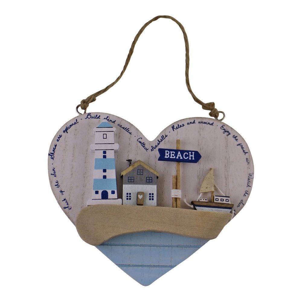 Rustic Seashore Heart Plaque: Coastal Decor for Home