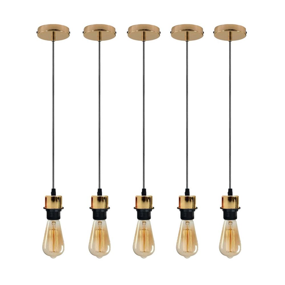 5 Pack Industrial Pendant Light Fitting, Lampshade Addable E27 Lamp Holder Light,