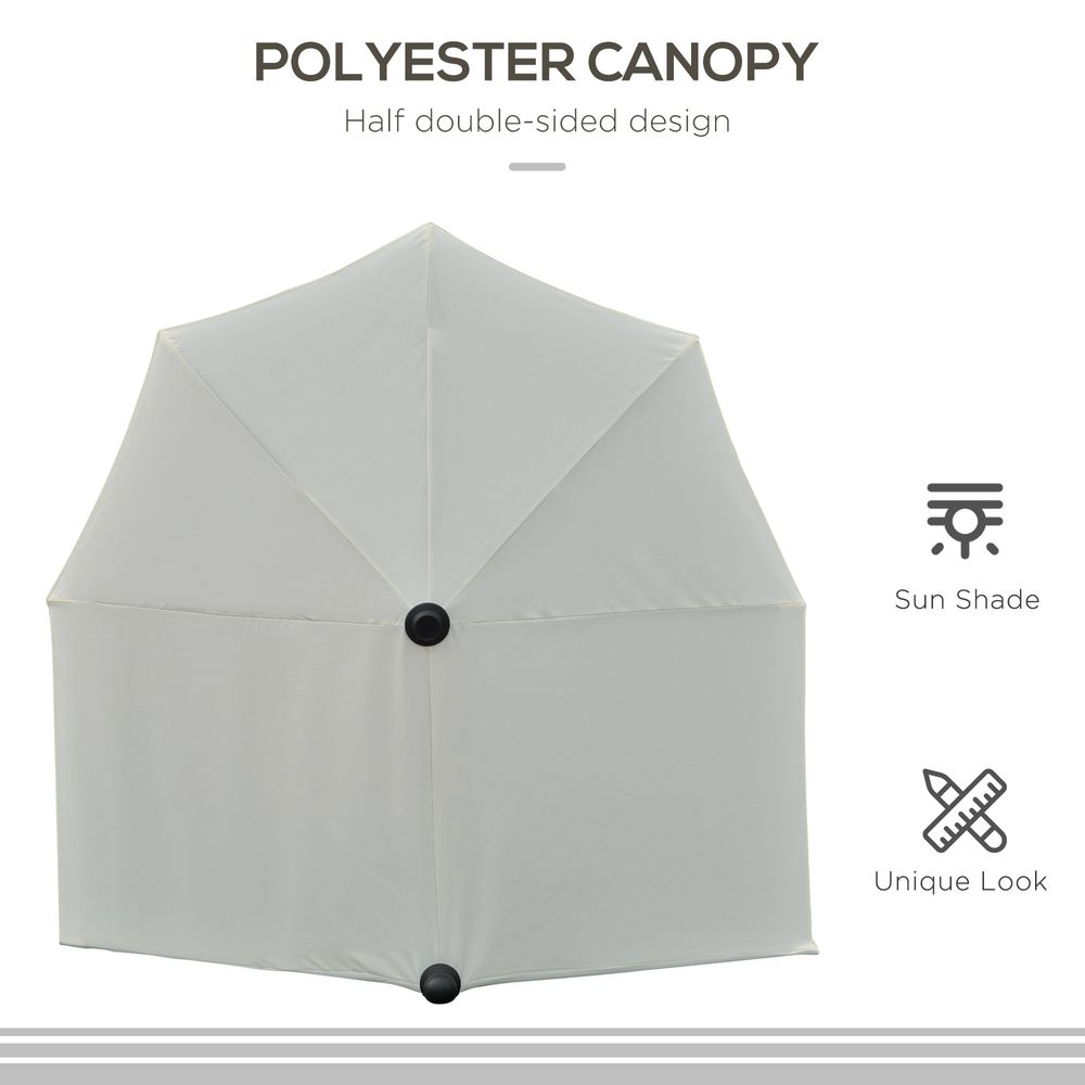 Premium 2m Half Parasol Market Crank - Cream White