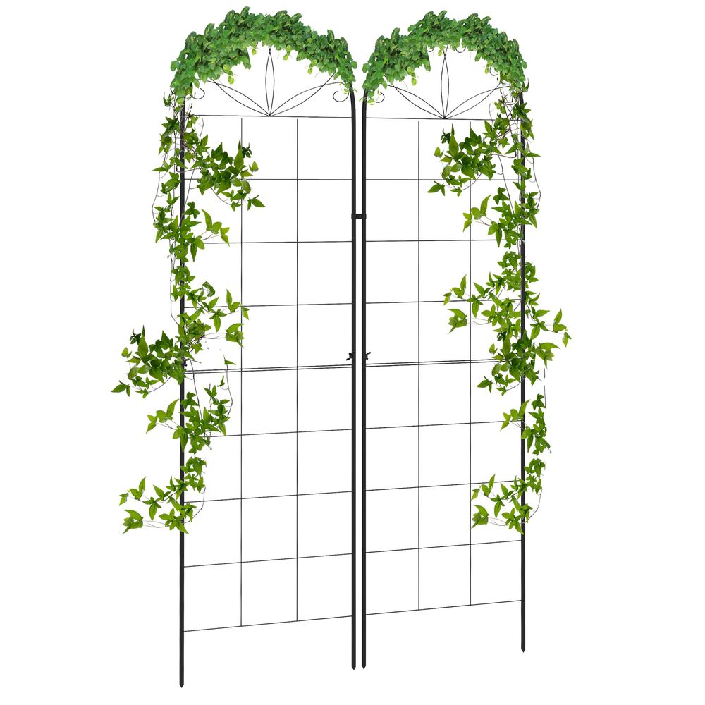 Premium Outsunny Metal Trellis (Set of 2) - Grow with Style! For Climbing Plants, Garden Decor - Sturdy & Easy to Install