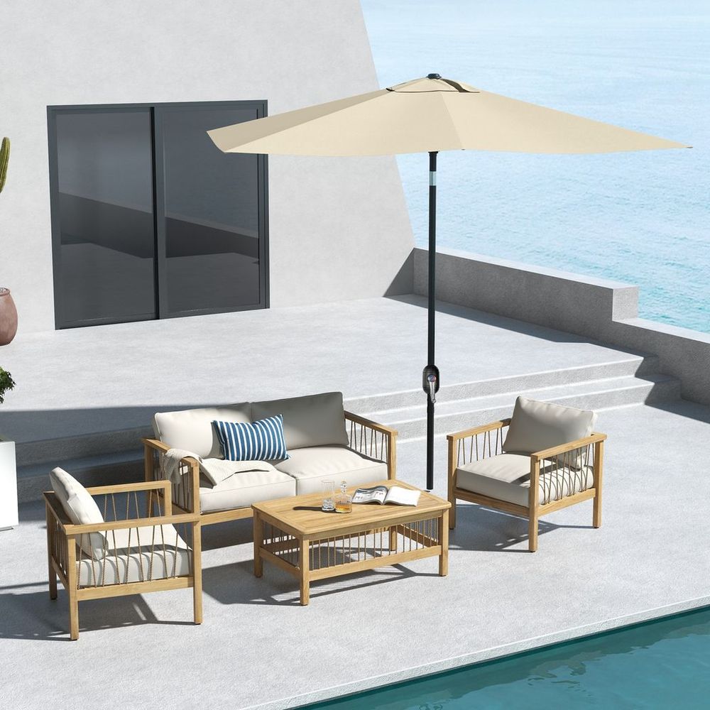 Outsunny 2x3m Garden Parasol Rectangular Umbrella | Crank, UV Resistant, White