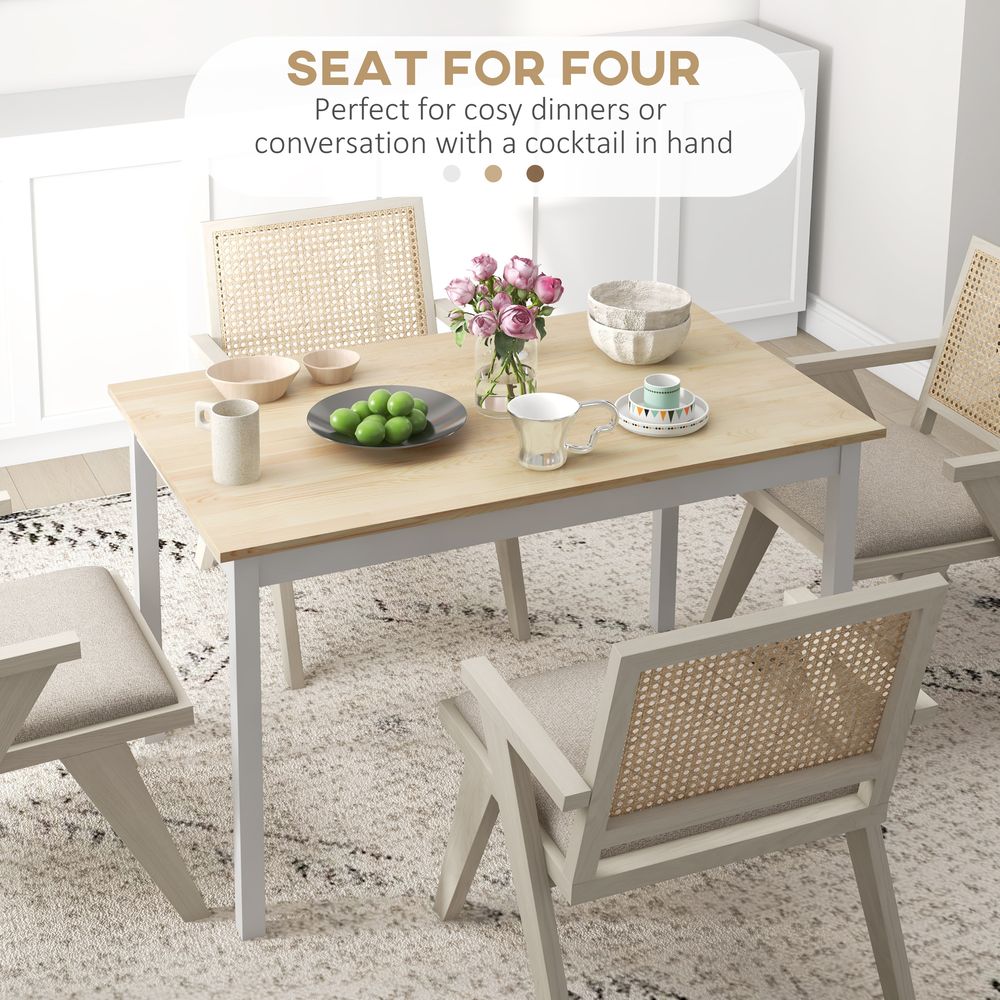 HOMCOM Farmhouse Dining Table: Wood Frame, Rustic Design for Kitchen & Dining Room