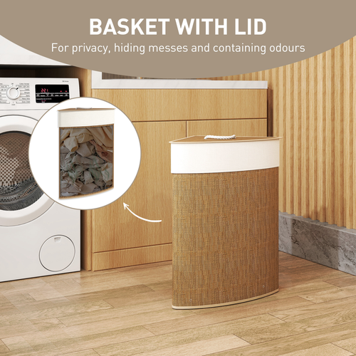 HOMCOM 55L Laundry Hamper with Removable Washable Liner Bag