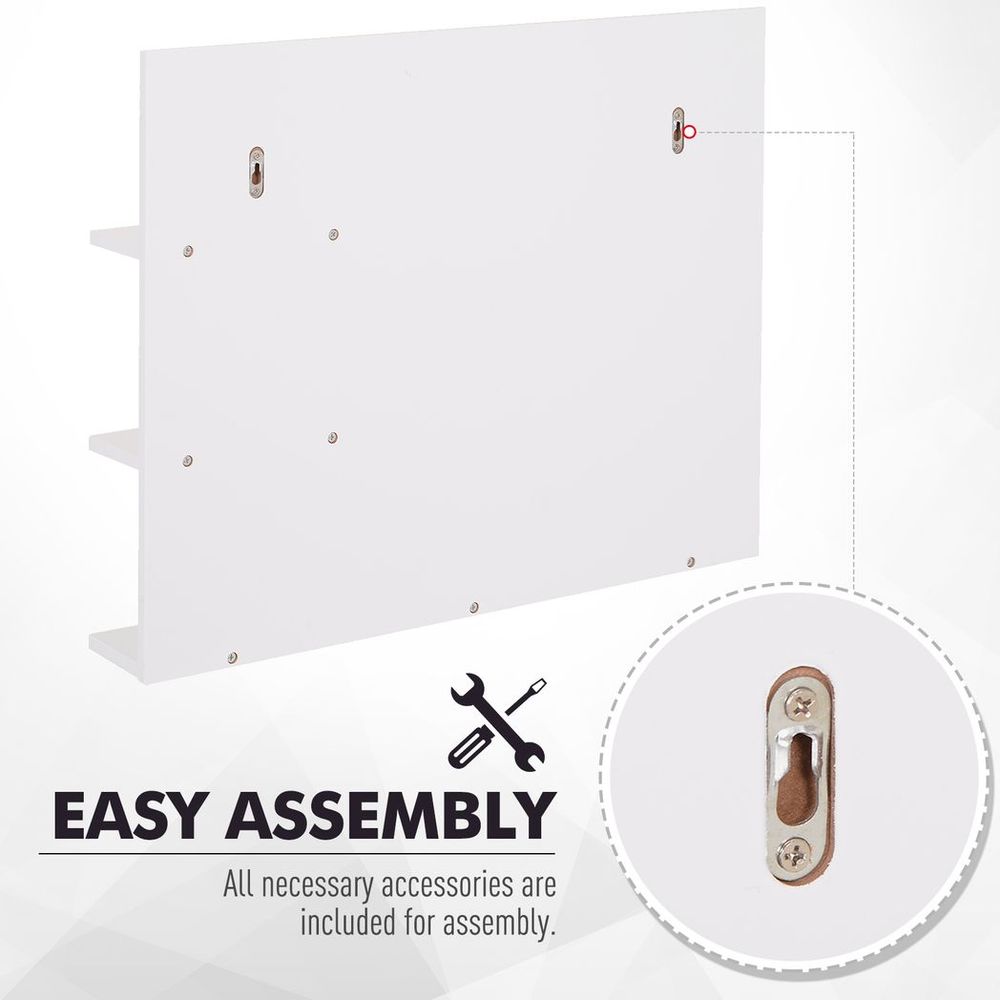 High-Quality Wall Mounted Bathroom Mirror with 3 Storage Shelves, White