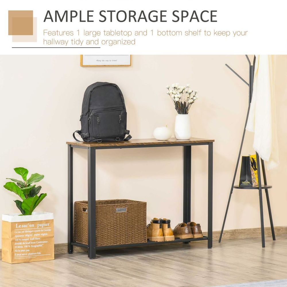 Industrial 2-Tier Console Table w/ Mesh Shelf - Entryway Hallway Furniture - Reliable & Stylish - 30kg Weight Capacity