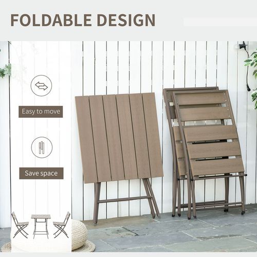 Outsunny 3 PCS Foldable Garden Bistro Set Folding Table And Chairs Set, Grey