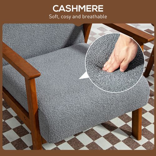 HOMCOM Boucle Accent Chair Armchair W/ Wide Seat for Living Room Bedroom
