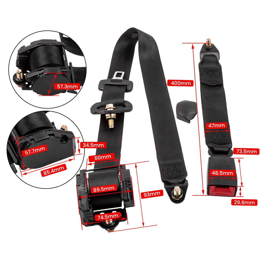 Retractable Adjustable Shoulder Seat Belt Universal 3 Point Safety Belts