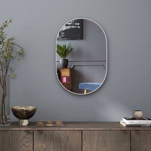 HOMCOM Oval Bathroom Mirror, Modern Wall Mirror Aluminium Frame, 60 x 90cm