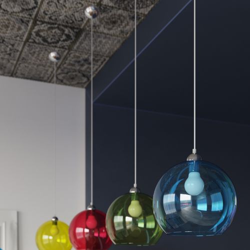 Pendant lamp steel, glass Ball minimalistic Design E27