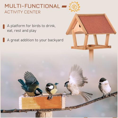 PawHut Wooden Bird Table Freestanding Feeding Station for Garden Outside 139H cm Natural