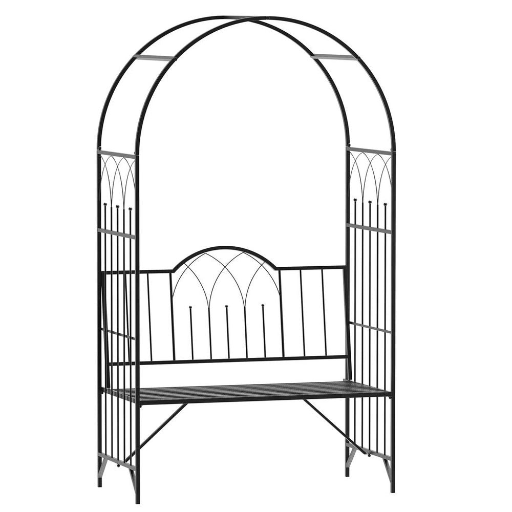 Garden Arch Bench Outdoor Patio Trellis Arbor Climbing Plant Antique Black