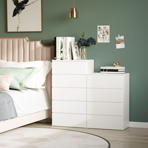 5 Drawer Cabinet Storage Cupboard Sideboard Organiser Living Room White