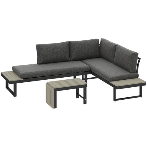 Outsunny 4 Seater L Shaped Aluminium Garden Furniture Set with Coffee Table