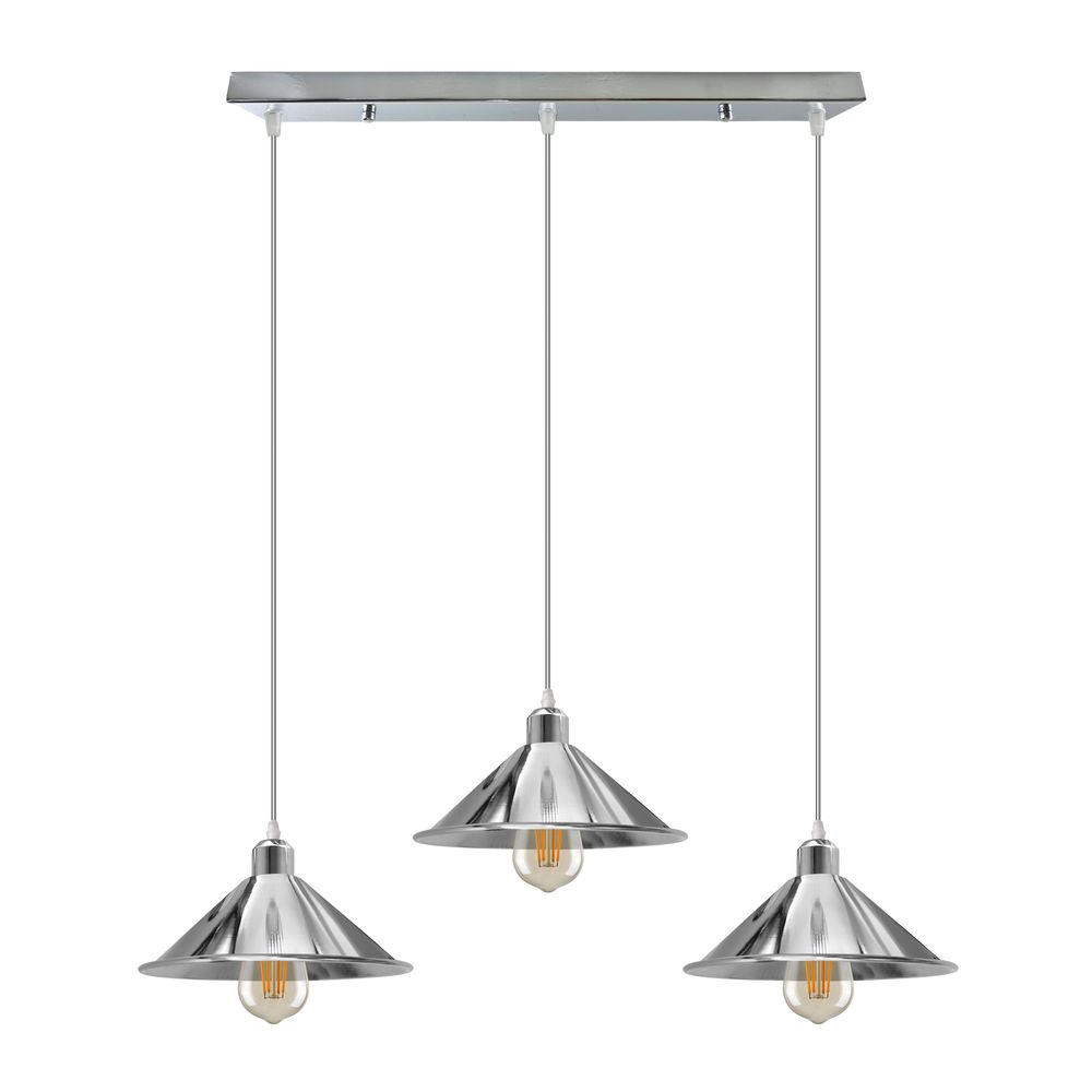 Vintage Industrial Ceiling Pendant Light - Rustic Charm, Easy Installation, E27 Base - 3 Head Rectangle Base