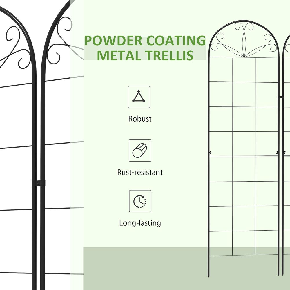 Premium Outsunny Metal Trellis (Set of 2) - Grow with Style! For Climbing Plants, Garden Decor - Sturdy & Easy to Install