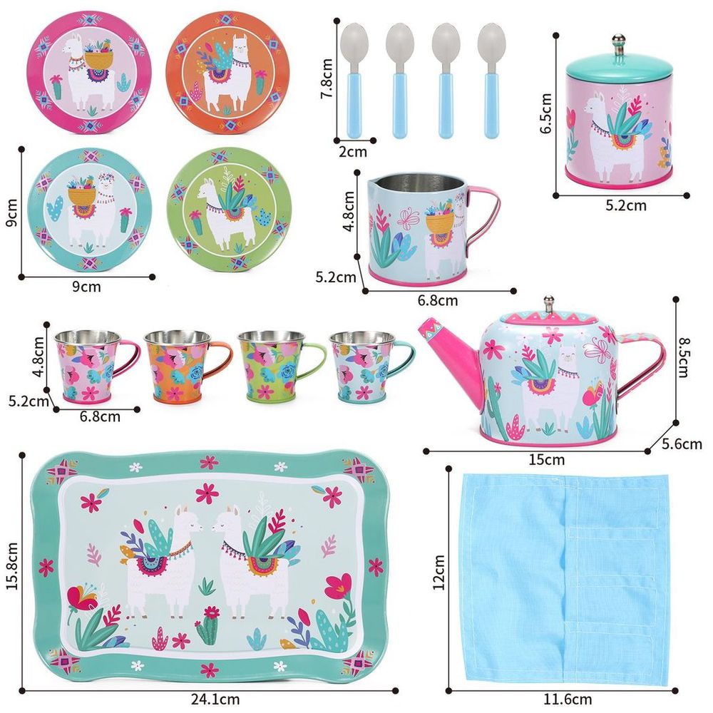 Premium Llama Tea Set - 18pc Tin, Perfect for Fun Pretend Play