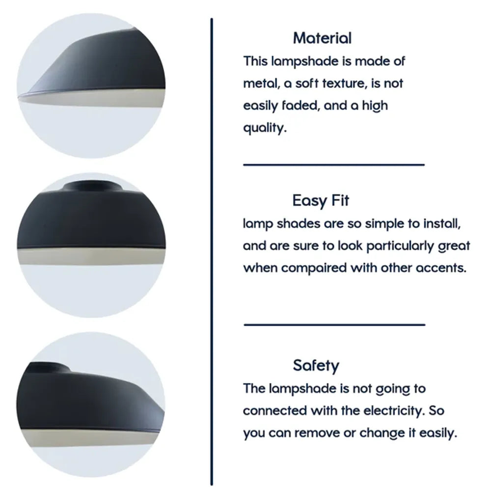 Navy Blue Retro Vintage Lampshade Easy Fit E27 Base Industrial Pendant Metal 36cm Lamp Light Shades