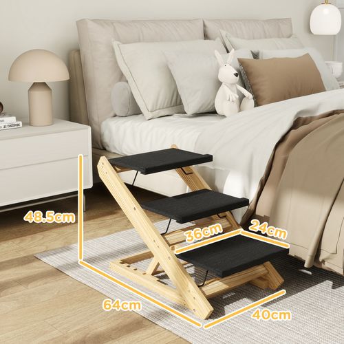 PawHut Dog Steps Dog Ramp, 3-Step Adjustable Height Pet Stairs for Medium Dogs