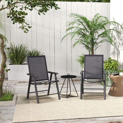 Outsunny 2-PCS Garden Armchairs Outdoor Patio Folding Modern Furniture Grey