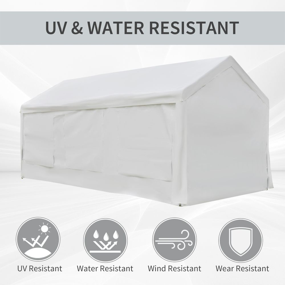 Premium 20x10 Car Tent | Outdoor Canopy Shelter | Water-Resistant | White