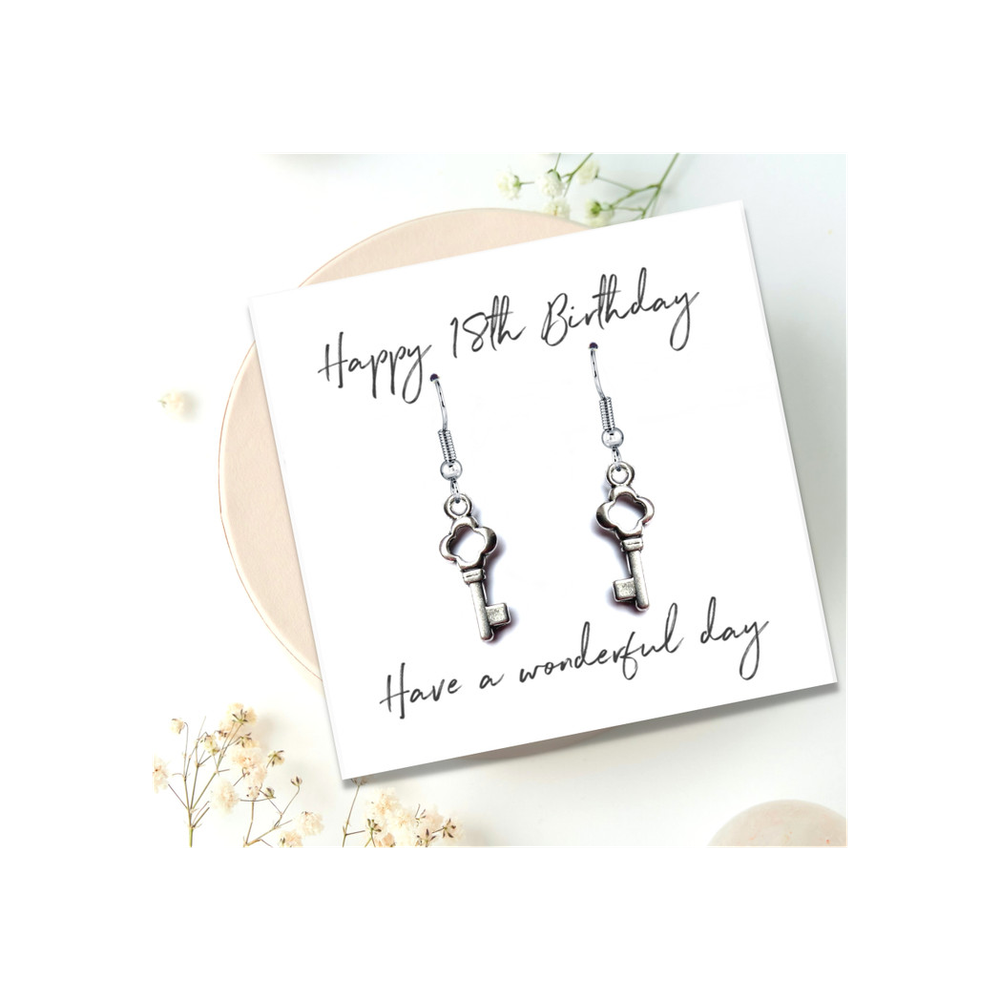 18th Birthday Silver Earrings & Message Card