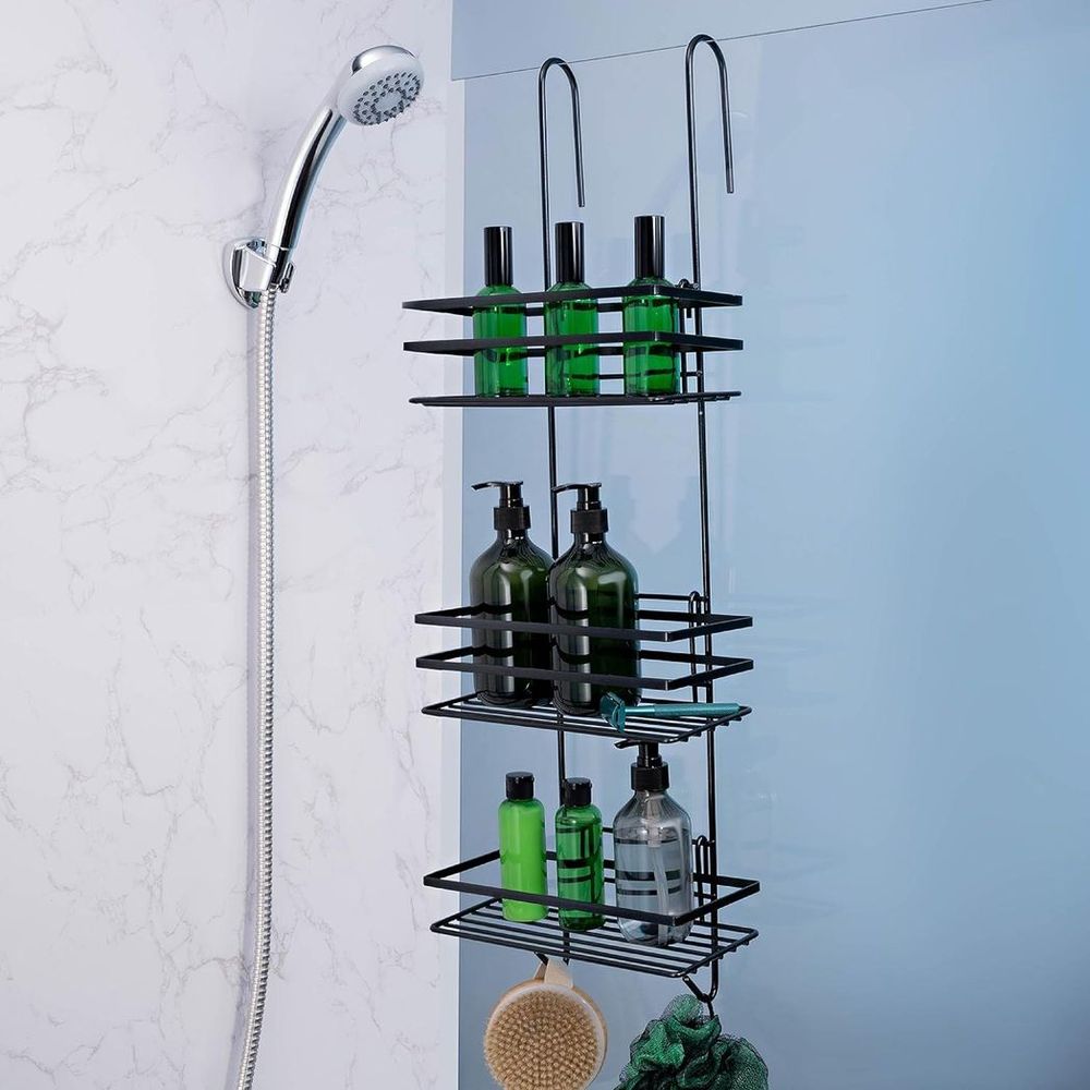 Premium 3-Tier Hanging Shower Caddy in Black - Rust-Proof, Waterproof, Easy to Fit - 2 Year Guarantee
