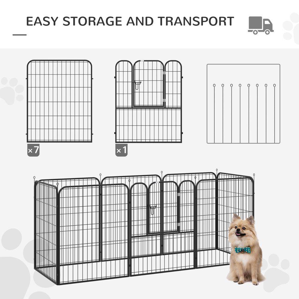 PawHut Dog Pen 8 Panels Puppy Pen Heavy Duty Pet Playpen for Indoor Outdoor for Dogs, Rabbits, Ducks 100cm High