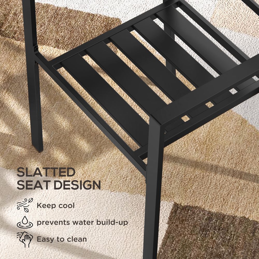 Outsunny Metal Stackable Garden Chairs - Set of 4, Black