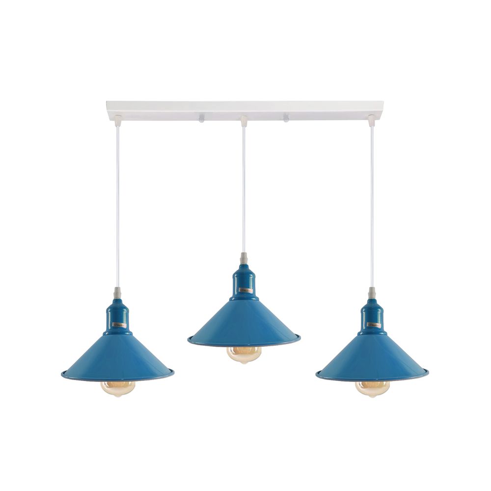 Industrial Vintage Loft Kitchen Bar 3 Lights Fittings Ceiling Cone Metal E27