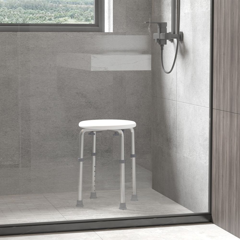 HOMCOM Bath Chair Shower Seat Safety Bathroom Elderly Aids Adjustable Positions White